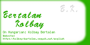 bertalan kolbay business card